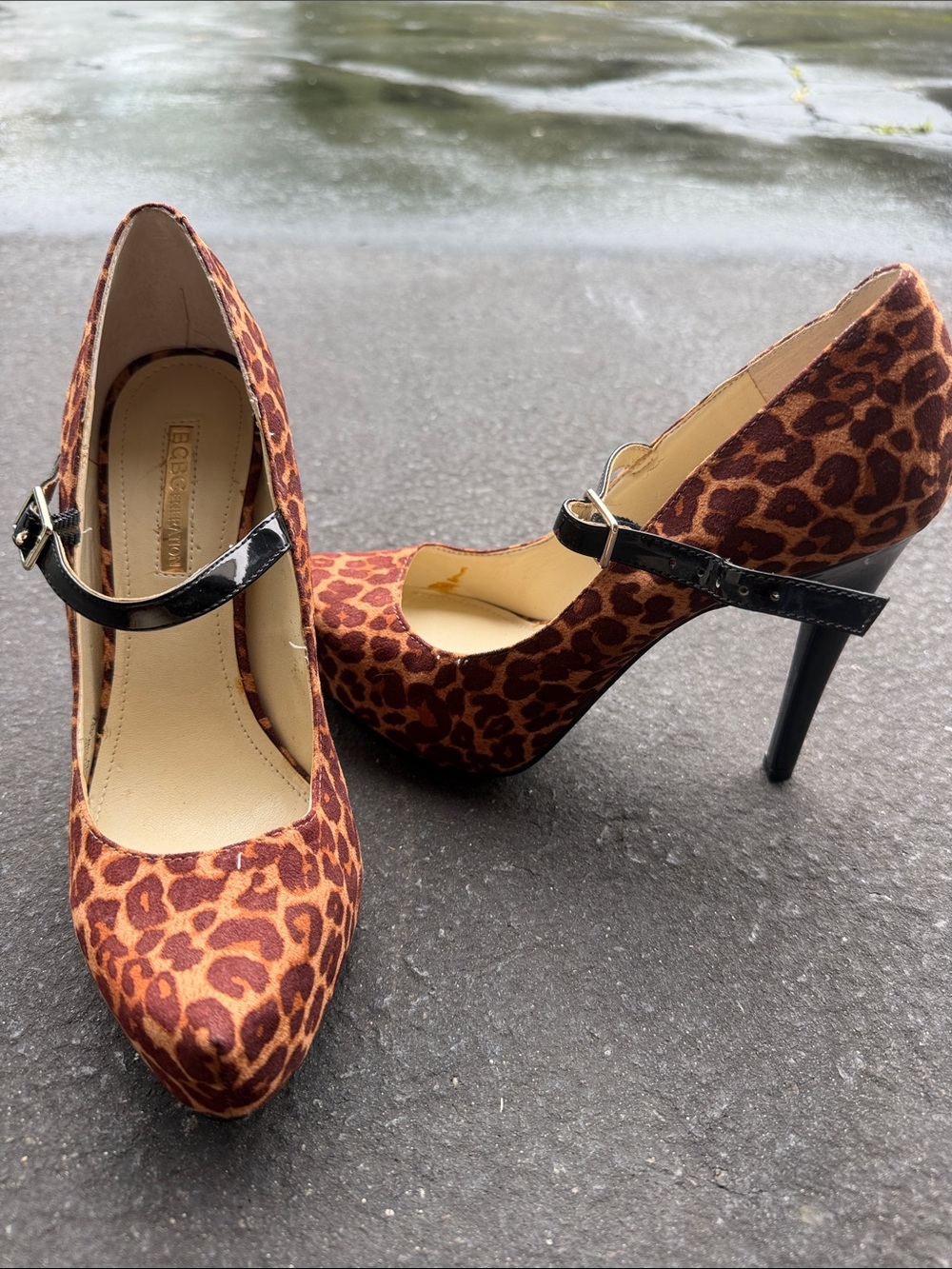 Bcbg Leopard Print Mary Jane platform  High Heels - Women's Brown Leopard Pumps